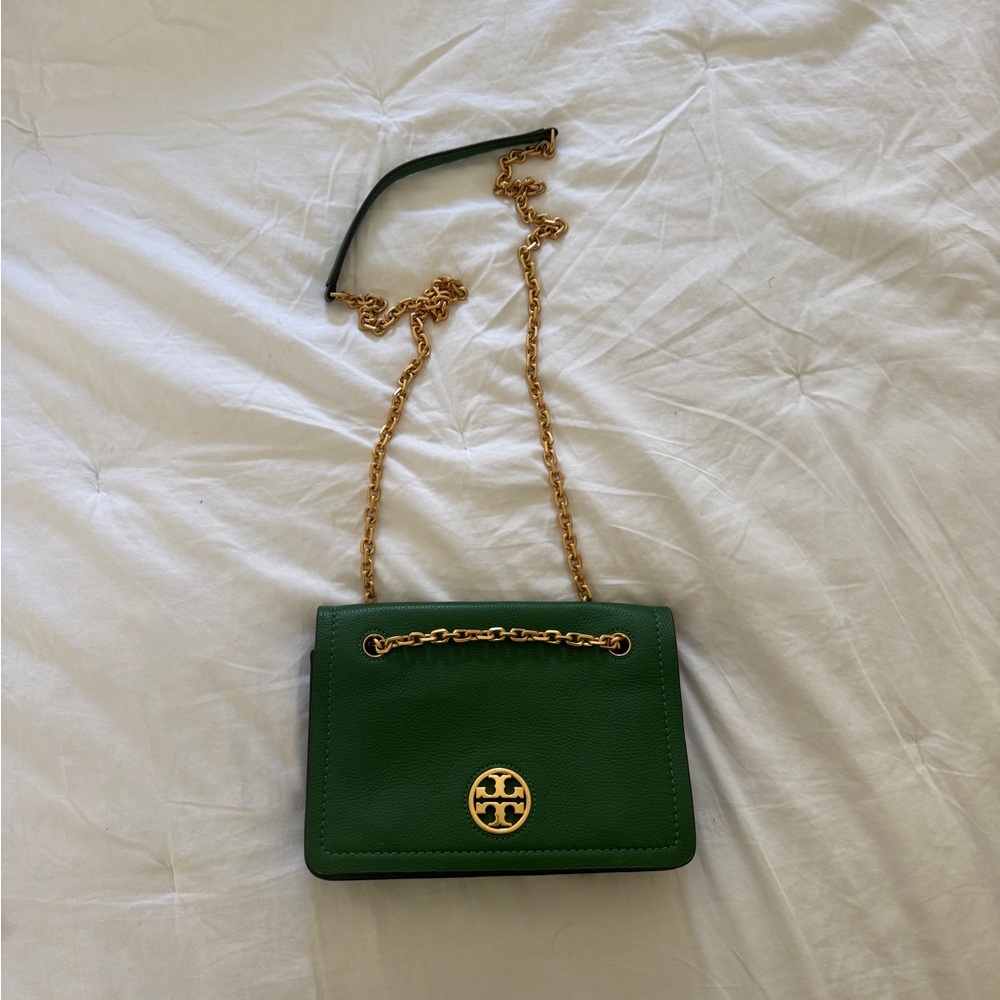 Tory Burch Green Crossbody Bag with Gold Chain